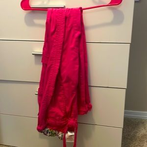 Pink koi scrub pants